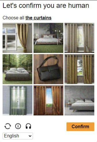 Amazon Grid Captcha UI example